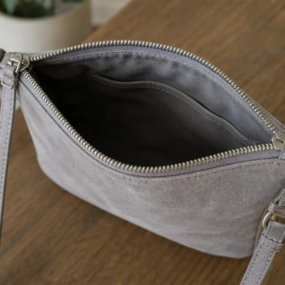 Stone Suede Crossbody Bag